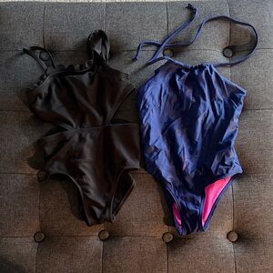 Kids Swim One Piece Set - Black and Blue